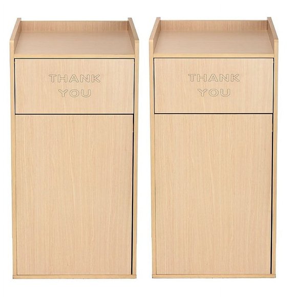 Alpine Industries 40 Gal. Oak Finish Wood Commercial Tray Top Waste Enclosure Trash Receptacle 2 Pack