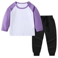 thumbnail image 1 of Survêtement pour Enfants, Haut à Manches Raglan et Col Rond avec Pantalon Jogger à Taille Élastique, Mélange Doux Polyester-Spandex pour un Jeu Confortable et un Usage Quotidien, 1 of 5