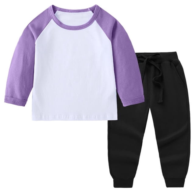 Survêtement pour Enfants, Haut à Manches Raglan et Col Rond avec Pantalon Jogger à Taille Élastique, Mélange Doux Polyester-Spandex pour un Jeu Confortable et un Usage Quotidien