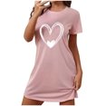 thumbnail image 1 of Amzcrzy Pyjamas pour Femmes Mode Imprimé Cœur Valentines Day Robe Décontractée Confortable à Manches Courtes Chemises de Nuit pour Femmes Valentines Day Cadeaux, 1 of 9