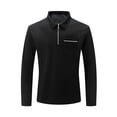 thumbnail image 4 of XZNGL Long Sleeve Polo Shirt for Men, Turn-down Collar, Full Zip Front, Front Pockets, Solid Color, Breathable Polyester, Casual Fit, Summer Wear, 4 of 7