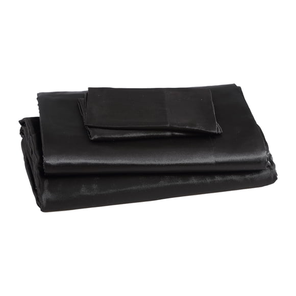 Beatrice Home Fashions 100% Luxury Satin Polyester Sheet Set, Twin, Black