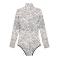 thumbnail image 4 of TiaoBug Women One Piece Long Sleeve Rash Guard UV Protection Surfing Mermaid Fish Scale Swimsuit Swimwear Bathing Suit Champagne L, 4 of 7