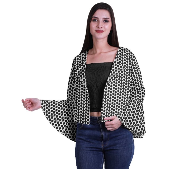 Moomaya Cardigan Boléro d'Été Court à Manches Évasées Intégrales Imprimé à devant Ouvert pour Femmes