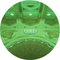thumbnail image 1 of Ahgly Tapis Rond Lavable en Machine Intérieur Transitionnel Vert Néon, 4 Pieds Rond, 1 of 7