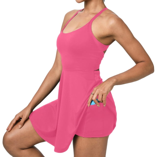 RXMEKW Robe Simulée Sans Manches Deux Pièces pour Femmes, Robe de Tennis et de Yoga Anti-Scandale à Col Rond, Robe Athlétique Décontractée Unie pour la Course et le Gym