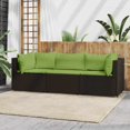 thumbnail image 1 of vidaXL 3 Piece Garden Lounge Set with Cushions Brown Poly Rattan, 1 of 5