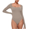 thumbnail image 1 of Timegard Justaucorps d'Entraînement pour Femmes Manches Longues Col Carré Skinny Confortable Couleur Unie Tenue Décontractée, 1 of 4