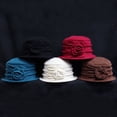 thumbnail image 3 of Vintage Women Wool Church Cloche Flapper Hat Lady Bucket Winter Flower Cap, 3 of 8