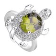 thumbnail image 1 of Sterling Silver Turtle Ring Green Opal Ring Turtle Jewelry Longevity Gift, 1 of 8