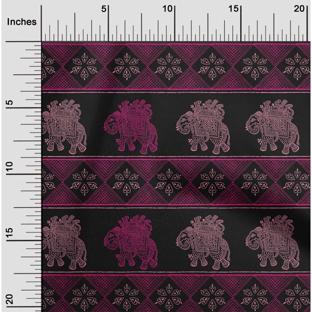 oneOone Viscose Chiffon Fabric Floral & Elephant Block Print Fabric By The Yard 42 Inch Wide