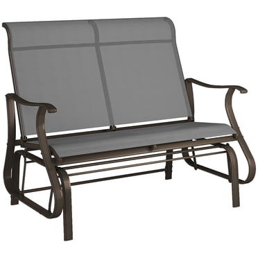 Outsunny 2-Person Outdoor Glider Chair for Outdoor, Backyard, Light Grey