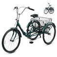 thumbnail image 1 of 26 Inch Folding Adult Tricycle 7 Speed Trike with Removable Basket Green, 1 of 8