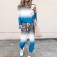 thumbnail image 1 of UPPADA Ensemble Deux Pièces Brun pour Sortir, Survêtement pour Femmes 2 Pcs Tenues Chandails à Col Ras du Cou Chandails Molletonnés Hauts à Enfiler Pantalons Jogger Ensembles de Détente avec Poches Bleu, G, 1 of 6