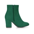 thumbnail image 3 of BLISSFUL STEP Bottines à Talon Bloc à Bout Rond pour Femmes avec Fermeture Éclair Latérale Vert Émeraude 10, 3 of 7