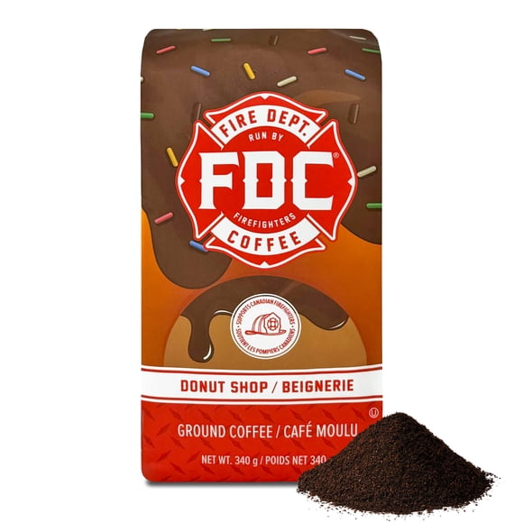Fire Department Coffee, Donut Shop Medium Roast Coffee, Premium Ground Coffee, 340g