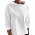thumbnail image 1 of Timegard Womens Tops Half High Collar Long Sleeve Loose Fitting Shirts BlousesSolid Color Fall Fashion, 1 of 6