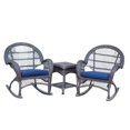 thumbnail image 1 of Jeco 3 Piece Wicker Conversation Set in Espresso with Blue Cushions, 1 of 2