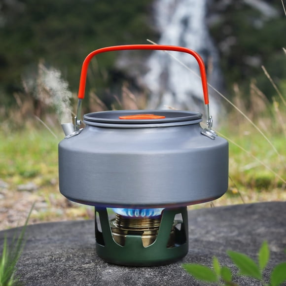 Hard Anodized Aluminum Camping Kettle, 1.1L Lightweight Outdoor Tea Kettle with Heat-Insulating Folding Handle and Short-Mouth Spout for Backpacking and Picnics