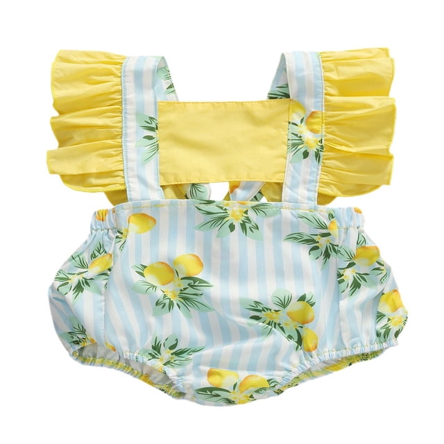 Tenue Barboteuse à Volants pour Bébé Fille à Imprimé Bonbon Citron