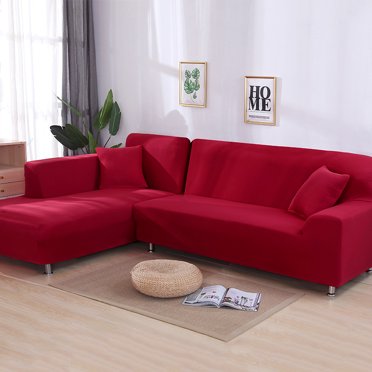 Labymos Housse de Sofa Élastique Tout Inclus Universelle Housse de Sofa en L avec Méridienne Housse de Sofa en Cuir Housse Complète Combinaison Quatre Saisons en Gros Rouge Siège Simple 90-140 cm