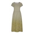 thumbnail image 4 of Meichang Robe d'Été en Coton et Lin à Manches Courtes pour Femme, Col Rond, Coupe Ample, Dégradé, Robe Midi, Boho, Décontractée, Imprimée, Robe de Travail, Rétro, Légère, Évasée, Jaune, M, 4 of 5