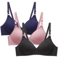 thumbnail image 1 of Aboser Womens Lightly Wireless Bras 3 Pack Smooth T-shirt Bra Body Hugging Lift Up Bralettes Full Coverage Support Bra Stretch Fit Everyday Bralettes, 1 of 5