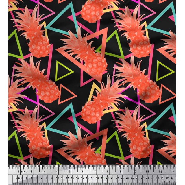 Soimoi Rayon Fabric Triangle & Pine Fruits Fabric Prints by Yard 42 Inch Wide