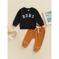 thumbnail image 2 of Faithtur Toddler Boy 2Pcs Fall Outfits, Long Sleeve Letter Print Pullover Tops + Pants Set, 2 of 9