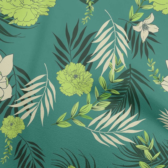 oneOone Rayon Dark Green Fabric Florals Craft Projects Decor Fabric Printed By The Yard 56 Inch Wide