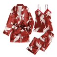 thumbnail image 1 of WTXUE Ensembles de Pyjama pour Femmes / Pyjamas en Polyester Imprimé Quotidien Femme / 3 Pcs Bourgogne G, 1 of 9