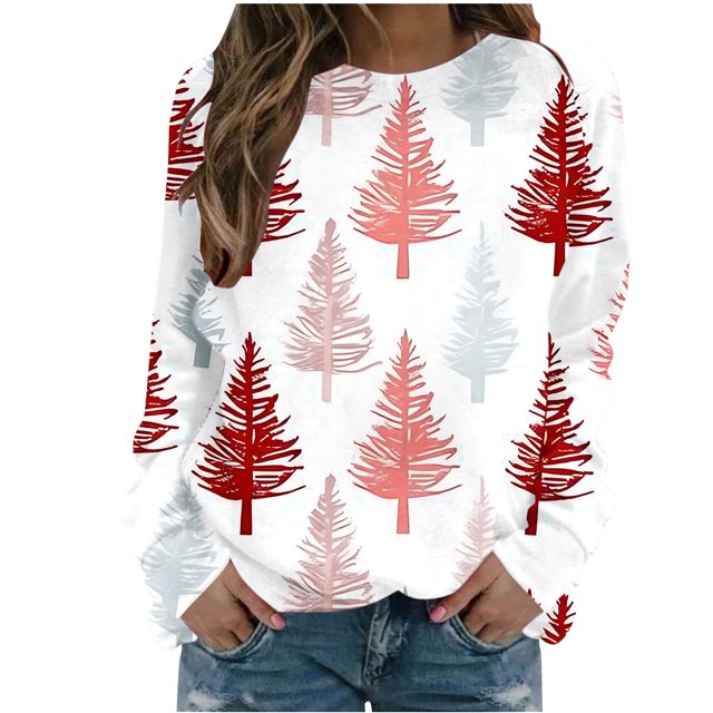 Pisexur Chandail en Molleton de Noël pour Femmes Sans Capuche Imprimé Graphique Vacances Col Rond Chandail en Molleton Ample Surdimensionné Automne Mode Décontracté Pull à Manches Longues pour Femmes