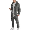 thumbnail image 4 of DHFJKG Mens Tracksuit 2 Piece Set Hoodie Button Front Baseball Jacket With Drawstring Ankle-Tied Pants Athleisure Sportswear Soft Outfit, 4 of 7