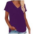 thumbnail image 1 of Birdeem T-Shirt Décontracté pour Femme à Col en V Uni à Manches Courtes, 1 of 6