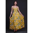 thumbnail image 3 of Bimba Robe à Bretelles Smockée en Georgette Imprimée Pêche Florale et Merle d'Amérique pour Femmes - XX-Grand Or, 3 of 7