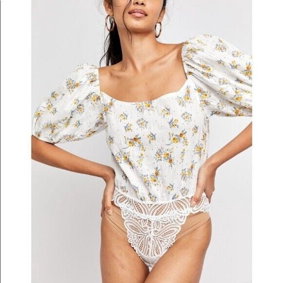 Intimately Free People Angela Floral Print Bodysuit ( L )