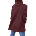 thumbnail image 3 of KIHOUT Hauts pour Femmes Printemps Hiver Mode Décontractée Couleur Unie Fendu Tricoté Pull Manches Longues Col Roulé, 3 of 6