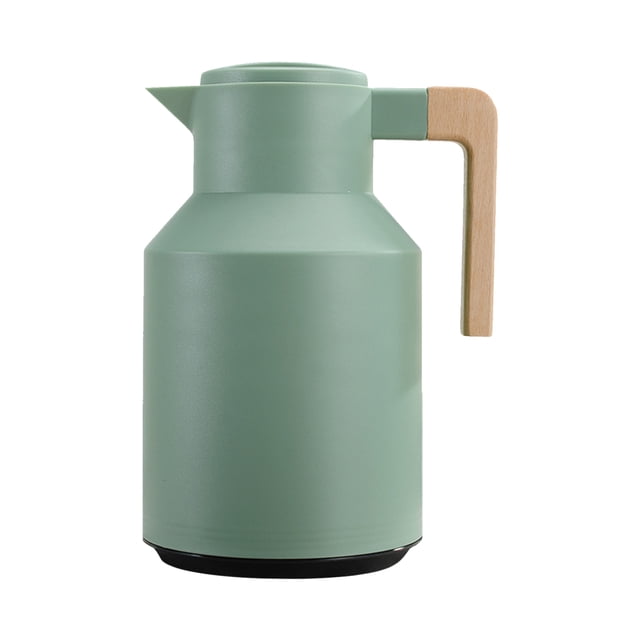 Carafe Thermique 1 L Carafe Thermique à Double Paroi Pot avec Poignée en Bois Bouilloire à Eau Flasque Isolée Carafe à Thé Gardant Chaud Froid