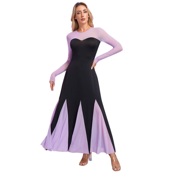 renvena Women Mermaid Sea Witch Cosplay Costume Princess Maxi Dress A-line Dress Victorian Gothic Dress Black M