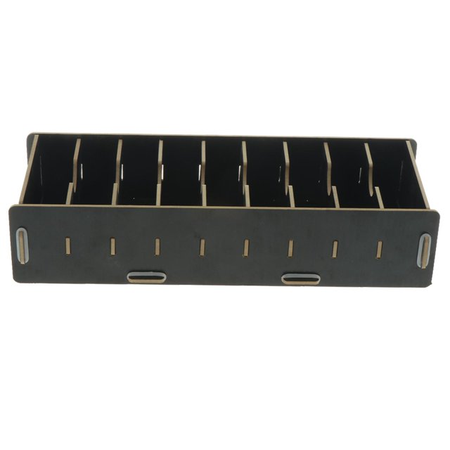veasfak 9 Dividers Name Card Wooden Case Office Desktop Storage Organizer Box Black
