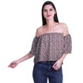 thumbnail image 1 of Moomaya Womens Printed Off The Shoulder Crop Top Flounce Sleeve Summer Clothing Boho Blouse, 1 of 5