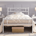 thumbnail image 2 of Yaheetech Simple Metal Platform Bed with Curved Design, Twin, White, 2 of 8