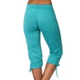 thumbnail image 3 of Pantalons Capris d'Été pour Femmes, Jambe Droite, Coupe Jambe, Taille Junior, Polyester Coton Lin, Capris pour Dames, Style C-25 Vert m, 3 of 6