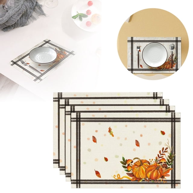 Oleegame 1 Pce Napperon Citrouilles Feuilles Napperons pour Table à Manger 12 Jaune
