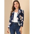 thumbnail image 4 of INSPIRE CHIC Women's Open Front Floral Print Blazer Deep Blue-Floral M, 4 of 6