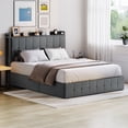 thumbnail image 4 of Lift Up Storage Bed Frame, Velvet Upholstered Hydraulic Platform Bed with Storage Headboard, Sturdy Wooden Slats Support, No Box Spring Needed, 4 of 9