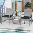 thumbnail image 1 of Gymax Ensemble de Mobilier de Patio 3 Pcs Chaises de Porche en Rotin PE avec Table à 2 Niveaux Noir, 1 of 10