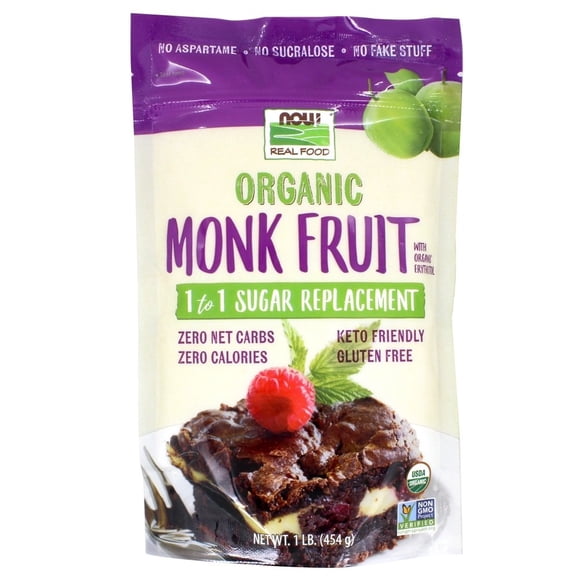 NOW Foods - NOW Real Food Organic Monk Fruit 1 to 1 Sugar Replacement Powder - 1 lb.
