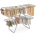 thumbnail image 1 of 2-Level Foldable Clothes Drying Rack - Free-Standing & Large. Features 33 Rails, Height-Adjustable Wings, Sock Clips. Grey Colour., 1 of 9