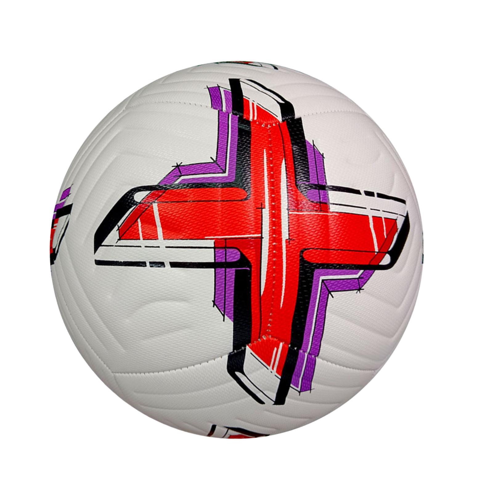 Ballon de Soccer Taille 5, Ballon de Match Officiel, Cuir PU Léger Cousu à la Machine Rouge